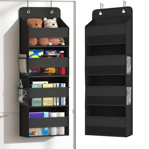 Kaitiemoo 1 Pack 4-Tier Over the Door Organizer, Heavy-Duty Large Deep Pocket Hanging With 4 Large Front & 4 Side Pockets With for Pantry, Kitchen, Bathroom, Dorm, Black