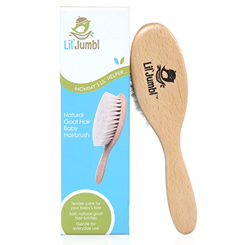 Lil' Jumbl Natural Goat Hair Baby Hairbrush â€“ Perfect for Cradle Cap - Crafted Wooden Handle with Natural Goat Hair Bristles Ideal for Newborns, Toddlers & Children with Sensitive Skin