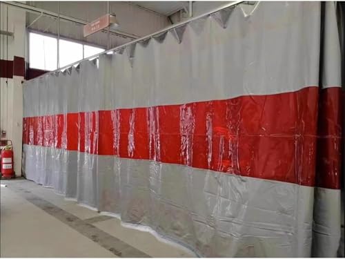 Cortina de soldadura ignífuga con panel de visualización, pantalla de soldadura de fibra de vidrio for taller, 1 unidad(7X2.5M)