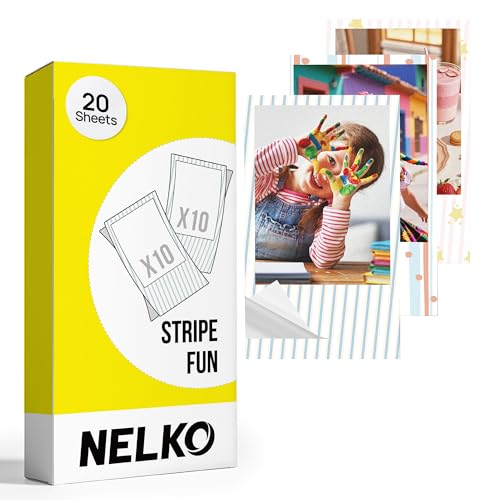 Nelko 52,3x90 mm (2,06"x3,54") Premium Fotopapier, 20er Pack Original PP01 Taschenprinterpapier, Klebebildpapier, kompatibel mit Nelko PP01 Fotoprinte