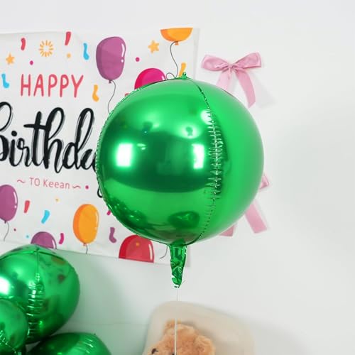 Image of 12PCS Metallic Green Round Foil Balloons 22 inch 15 inch 10 inch Large Mylar Balloons | Shiny Green 4D Ball Balloons for Birthday Party, Graduation, Wedding, Christmas, New Year, Disco Prom Party Decorations