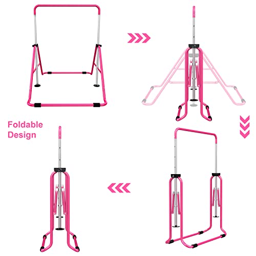 Tepemccu Expandable Gymnastics Bars Adjustable Height Gymnastic Horizontal Bars Junior Training Bar Children Folding Training Monkey Bars for Kids