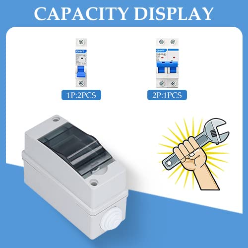 Miniatura 5 de Caja de protección de distribución, 4.9 x 2.2 x 3.5 pulgadas, cubierta transparente impermeable IP66, 2 rieles DIN, caja de conexiones de