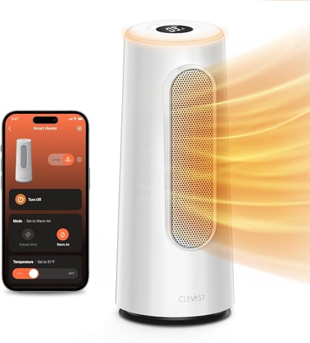 Clevast CL-EH01 Smart Space Heater For Indoor Use, 1500W Fast Heating Ptc Ceramic Portable Heaters With Thermostat, Quiet Electric Space Heater With Rgb Night Light For Bedroom, Office cover