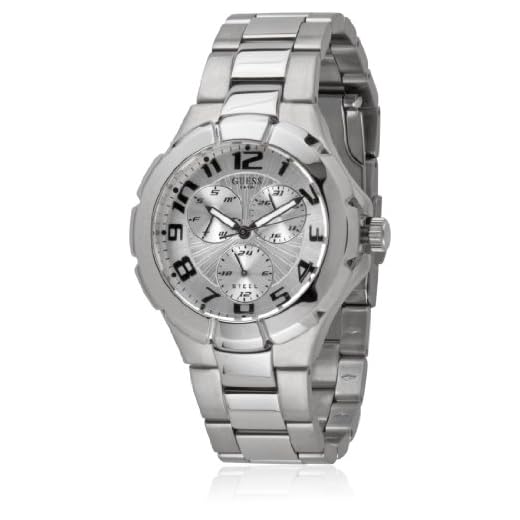 Guess I90199G1 - Reloj para Hombres, Correa de Acero Inoxidable Color Plateado