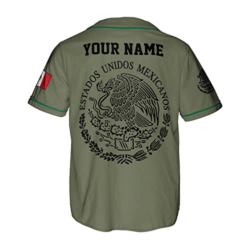 Leprints Personalized Mexico Baseball Jersey, Mexican Baseball Jersey for Men Women, Mexicano Flag Jersey, Mexican Flag Pride miniatura 3