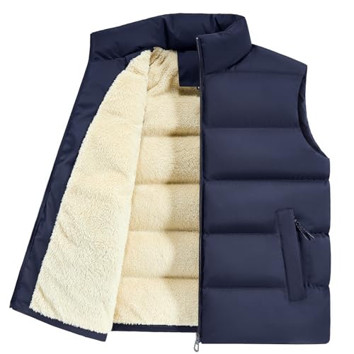 Men's Winter Fleece Vest, Windproof Thermal Puffer Sleeveless Jacket, Stand Collar, M-5XL2