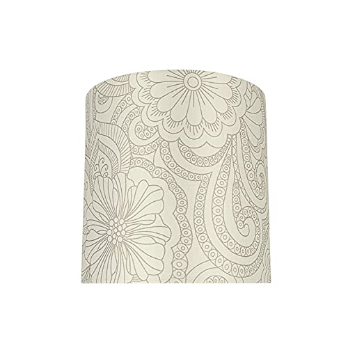 Image of Aspen Creative 58305A, Drum Uno Lamp Shade, Cream Floral Pattern, 8 inch Top x 8 inch Bottom x 8 inch Height, Slip UNO 33mm