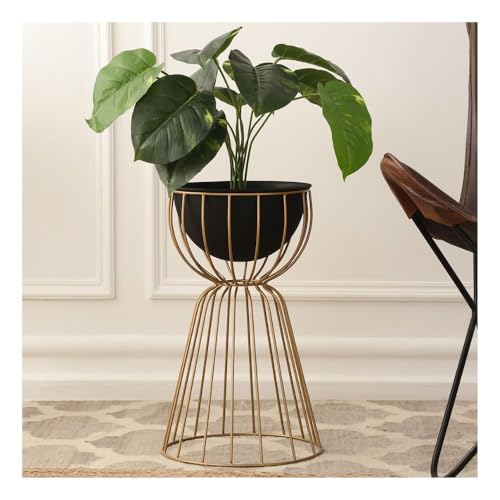 Image of Decor de Maison Handcrafted Twin Medium Bloom Floor planters|Modern Planters |Decorative Metal Planters for Lawn /Garden /Balcony / |Luxury Planter for Living Room /Office /Home (Black Bowl, Small)