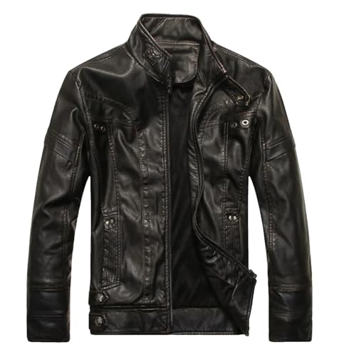 Veste simili cuir homme mince polaire pour bloquer le vent frais