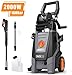 Price comparison product image Pressure Washer, 160Bars 2000W 450L/H Full Copper Motor Pump Jet Washers, 6M High Pressure Hose and Hose Reel, 1000ML Detergent Tank Power Pressure Washer High Pressure Washer, Car Washing Machine