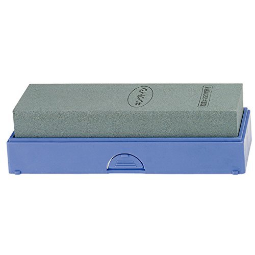 Pierre à Aiguiser Japonaise Waterstone King PB-01 Grain #220, Fabriquée au Japon, avec Etui Rigide Transparent et Support Base A