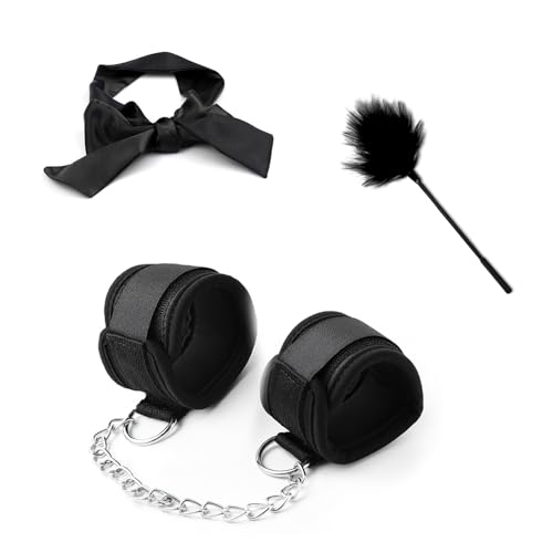 Bondage-Set,BDSM Bondage Fesseln SM Sex Spielzeug，Bettfesseln Handschellen Augenmaske Augenbinde Federkitzler, BDSM Fetich Bondage Set Für Fesseln Sexspielzeug für Paare Extrem