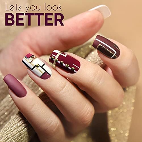Husnshud False Nails - Set of 100 Full Cover Length Clear Nail Tips - Ballerina Fake Nails with File