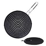 Queceuy silicone splash guard for frying pans 12.5 with folding handle splash guard Multi-purpose sp