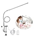 Brokimis Desk Light with Clamp, USB LED 8W Clip Nail Desk Lamp Eye Care Flexible Gooseneck 360° Clamp Light for Manicure Reading Eyebrow Office Tattoo