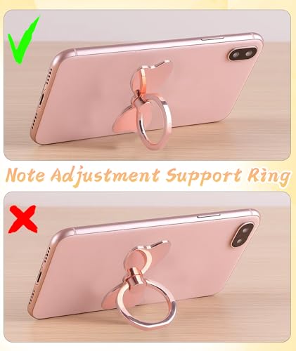 Image of 2PCS Phone Back Holder Grip with Ring Holder for Phones Case, 360 Collapsible Hand Grip Kickstand for All Phones(Gold and Black)