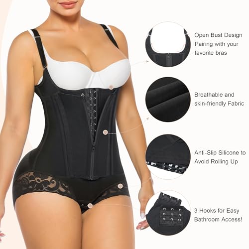 Image of SHAPERX Women's Fajas Colombianas Shapewear Tummy Control Body Shaper Girdles Post Surgery Compression Garment
