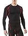 TSLA Men's UPF 50+ Compression Shirts, Cool Dry Long Sleeve Athletic Tops, Sports Baselayer Workout Shirt, Dim Black & Red, Small