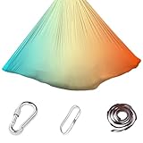 Aerial Yoga Hängematte Set, 200 Kg Max. Tragfähigkeit Mit Beschläge(Orange Farbverlauf,150x280CM)