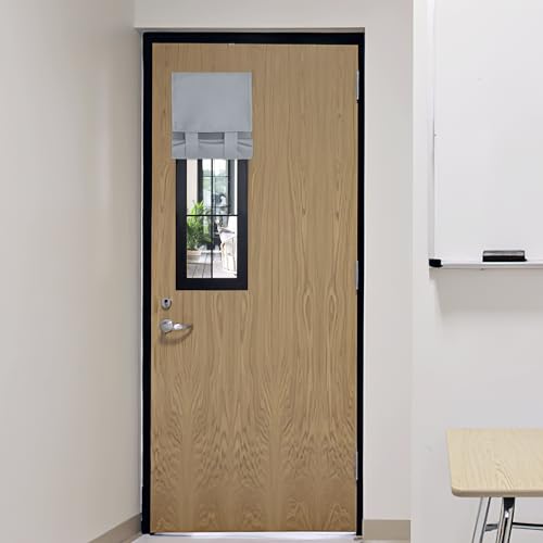 RYB HOME Classroom Door Window Cover, Blackout Shades for Classroom Windows and Doors Cover Lockdown Shades, Room Darkening Design Blocks Views, W 12 x L 30, 1 Panel, Sliver Grey