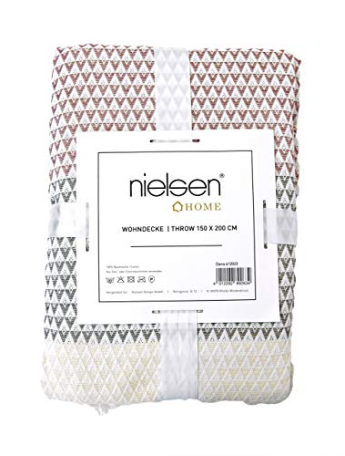 nielsen HOME Wohndecke Plaid Dana, 150x200 cm, Grau, Mauve, Weiß, Baumwolle – Bild 4