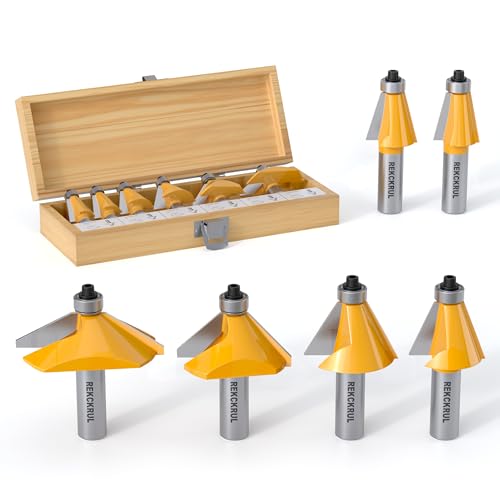 6Pcs Chamfer Router Bits Set with Bearing