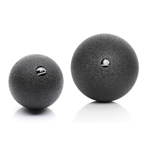 BODYMATE SET aus Faszien-Ball (Durchmesser 8cm) und großem Faszien-Ball (12cm) Schwarz, Selbstmassage-Ball für Faszientraining