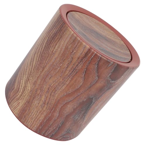 Cubo de basura Amosfun con veta de madera elegante y tapa abatible para hogar moderno