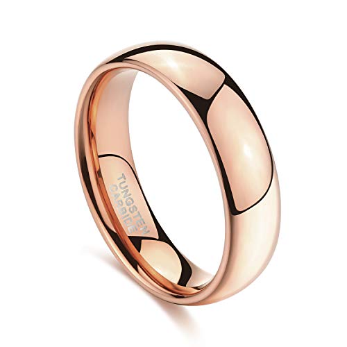 Image of TRUMIUM 2mm 4mm 6mm 8mm Tungsten Wedding Band Ring for Men Women Silver /Rose Gold Plated /Rainbow /Gold Plated Domed High Polish Engagement Promise Rings Comfort Fit 4-15