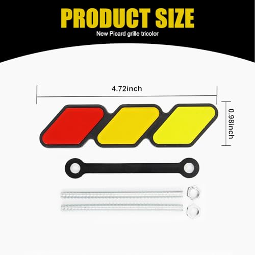 Image of 1 PC Car Grille Insert Trims, ABS Front Grille Badge, 4.72 inch x 0.98 inch Tri-Color Decoration, Auto Center Mesh Sign, Compatible with Tacoma, 4 Runner, Tundra Models (Yellow & Orange & Red)