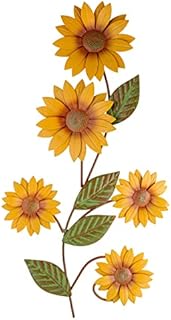 BEE ON BLOOM Metal sunflower wall decor 25 Inches for indoors and outdoors | Perfect sunflower decor for porch, patio, kitchen | Rustic yellow individually hand painted petals