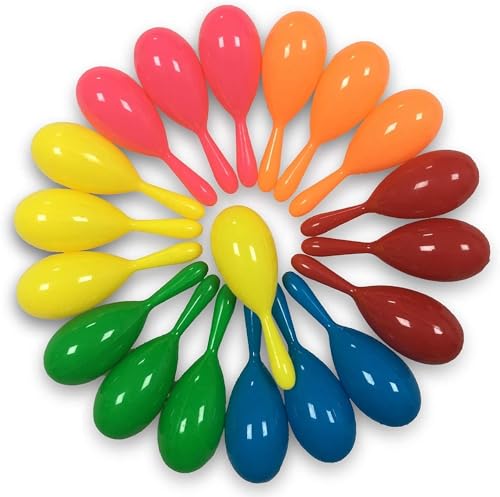 12pcs Mini Maracas for Kids - Plastic Maraca Shakers Noisemaker Fiesta Party Favors for Kids Cinco de Mayo Fiesta Mexican Themed Birthday Music Party Supplies Decorations