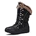 GLOBALWIN Women's Snow Boots Waterproof Mid-Calf Winter Boots For Women With Warm Fleece Lining, Stylish Black Fur Boots For Women With Non-Slip Sole And Quilted Comfortable Boots Size 8.5M