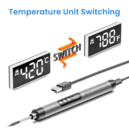 Image of Serplex LCD Soldering Iron Tool Kit with Carry Case Rechargeable 1000mAh Cordless Pen Adjustable Temperature Handheld for Electronics Repairing DIY Assemble 3 PCS