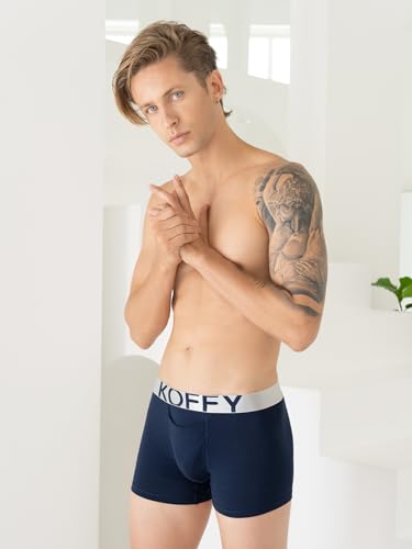 Image of KOFFY Men's Malleable Cotton Lycra Long Trunk with Minus Cutting Pouch I Wrinkle Free I Moisture Wicking Technology