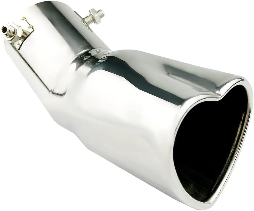 idain 2.5 inch Inlet Exhaust Tips Muffler Tip,Stainless Steel Chrome HeartShaped