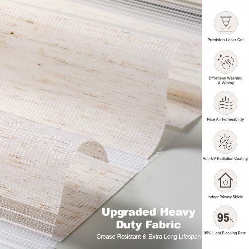 Image of Story@Home Zebra Window Blinds W 4 ft x H 7 ft | Dual Layer Roller Shades for Day and Night Privacy, Light Filtering Sheer Blinds for Home and Office, Modern Window Treatments - White