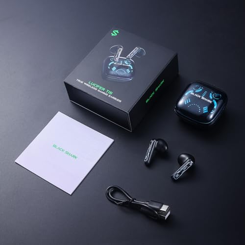 Image of Black Shark True Wireless Gaming Earbuds, Bluetooth 5.3with Gaming /Music Mode, 30 Hours of Playtime, Clear Call Stereo in-Ear Headphones, for Android /Cell Phone /Computer /Gaming -Lucifer T15