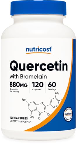 Nutricost Quercetin with Bromelain, 880mg Quercetin + 165mg Bromelain Per Serving, 120 Capsules, 60 Servings (2 Caps Per Serving) - Vegetarian, Non-GMO & Gluten Free