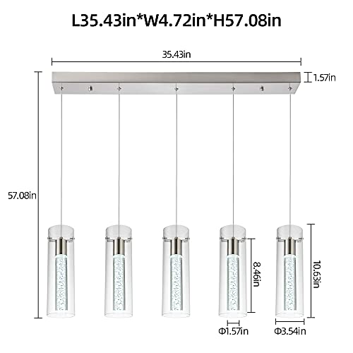 Image of Modern 5-Light Kitchen Lighting Pendant Fixtures,Brushed Nickel