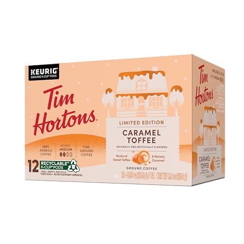Image of Tim Hortons 12ct KCUPs, Caramel Toffee Flavored 100% Arabica Coffee (Pack of 6)