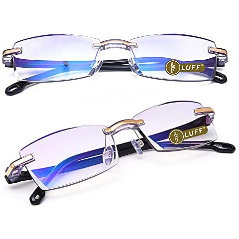 LUFF Premium Computer Reading Glasses Blue Light Blocking Diamond Cut Edge Design Spectacle Readers for Men Cover