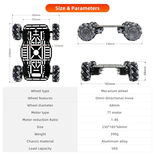 Robot Mecanum 4WD à déplacement latéral, kit de châssis alu pour Raspberry Pi - 2