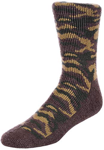 Men's Polar Extreme Insulated Thermal Camouflage Pattern Socks in 3 Great Colors (6-12, Woodland Camouflage)