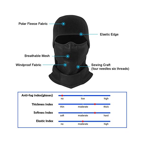 AYPOW Warme atmungsaktive Balaclavas, Winter Radfahren Dicke Vollmaske Abdeckung mit Mesh-Panel, Winddicht Fleece Ski Halswärmer für Männer und Frauen - Universal elastische Größe – Bild 3