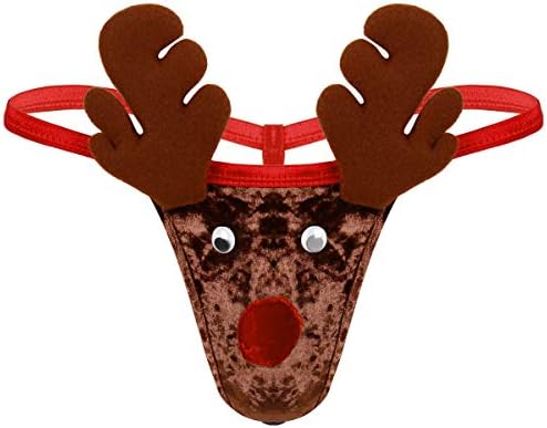 Freebily Herren Strings Thong Tanga G-String Reindeer Bikini Lustig Unterw/&auml;sche Chrismas Weihnachten Kost/&uuml;m Funny Unterhose