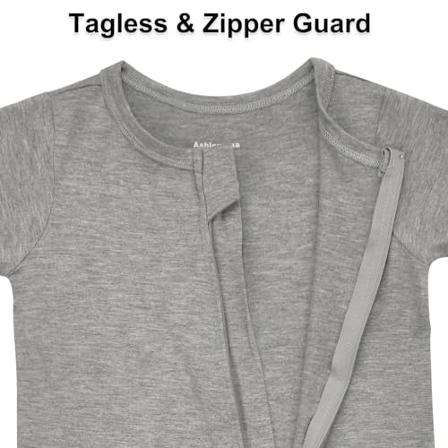 Aablexema Baby Romper Bamboo Rayon Short Sleeve Footless Pajamas 2 Way Zipper Summer Sleeper Jumpsuit Outfits 0-24 Months4