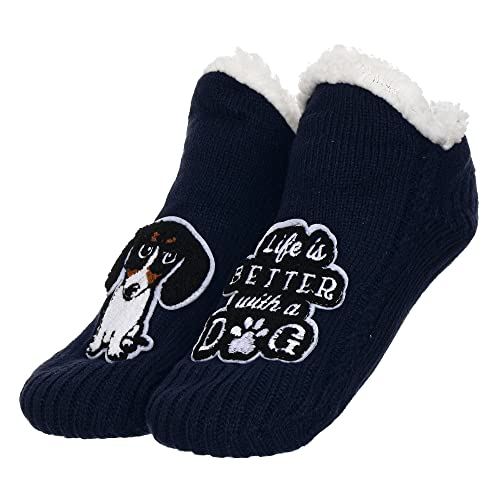 Image of ZYZX Cute Dog Slipper Socks for Women with Grips,Fuzzy Socks Indoor