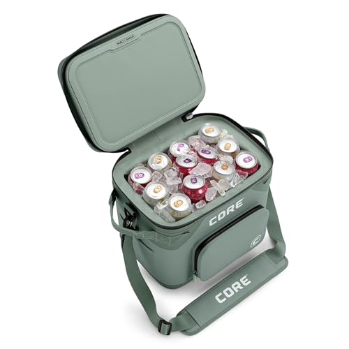 Image of CORE Magnetic Leak Proof Soft Cooler with Waterproof Zipper | Insulated Bag Portable Ice Chest Box | Best Soft Cooler for Food & Beverages for Tailgating, Car Camping, Travel, and Family Beach Picnics